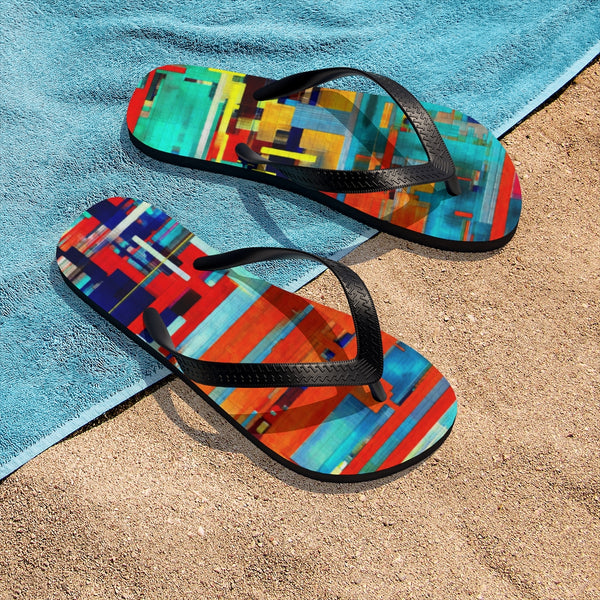 Unisex Flip-Flops with Tornado Artwork