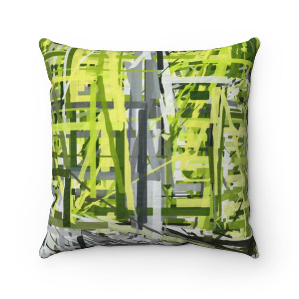 Spun Polyester Square Pillow with Green Shoots Artwork