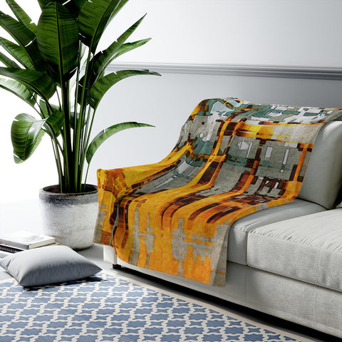 Velveteen Plush Blanket with Ochre Urbanity Artwork