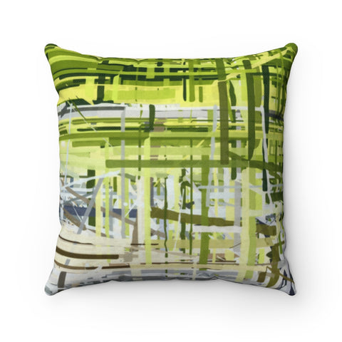Spun Polyester Square Pillow with Green Shoots Artwork